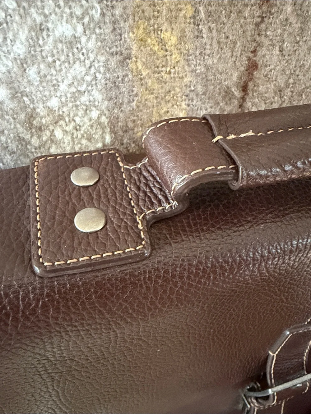 Boconi Tyler Tumbled Brokers Bag Color Coffee Italian Pebbled Leather EXCELLENT